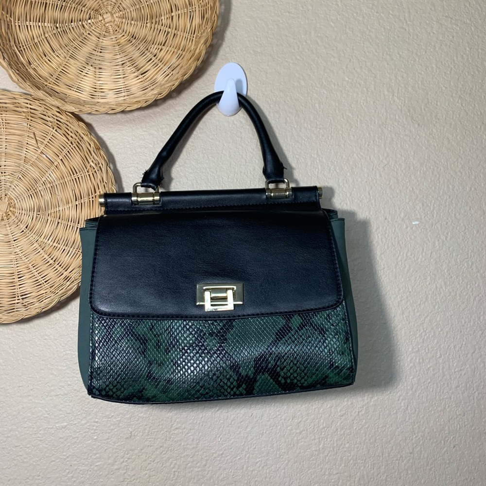 Targets “a new day” olive snakeprint satchel